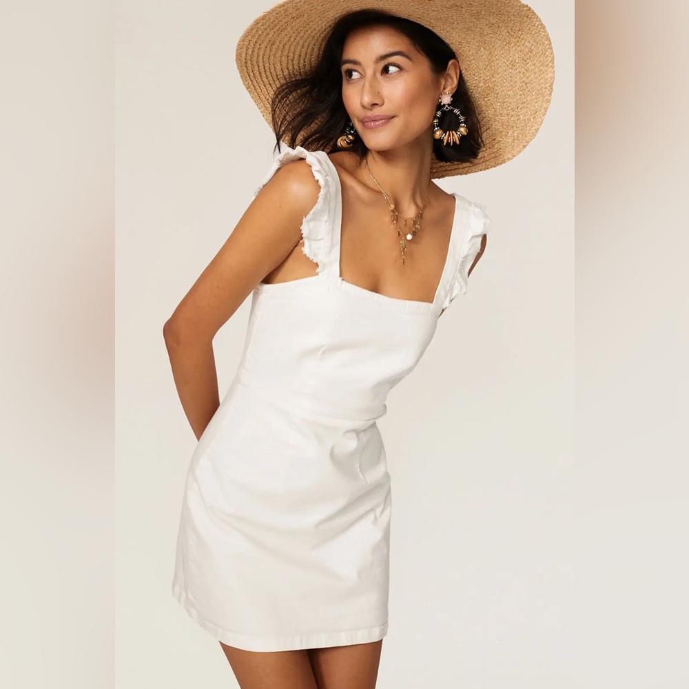 Show Me Your MuMu White Ruffle Strap Mini Dress